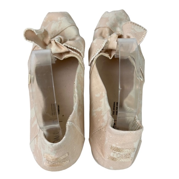 TOMS Light Pink White Bow Canvas Slip On Loafers Sneakers Casual Shoes sz 10 - Picture 10 of 16